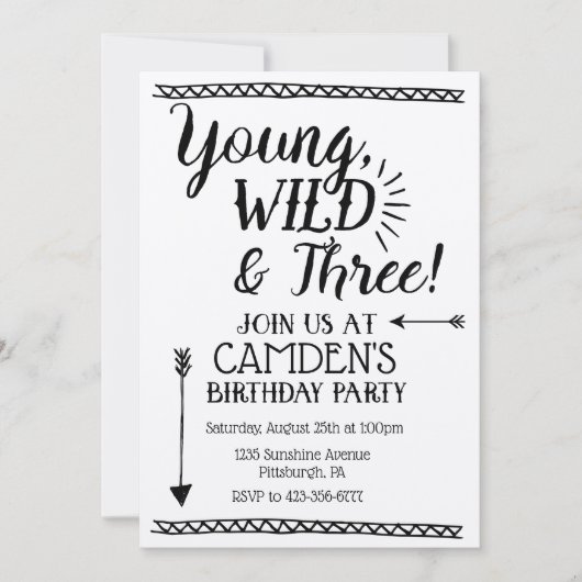 Einladung zum Geburtstag von Young, Wild & Three (Vorderseite)