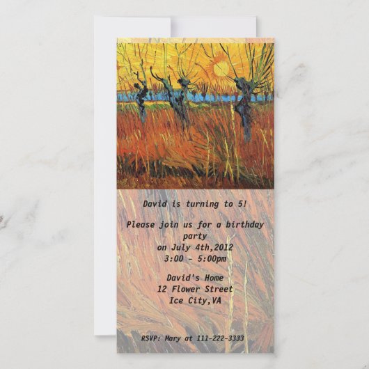 Einladung zum Geburtstag.Willows an Sunset von van (Vorderseite)