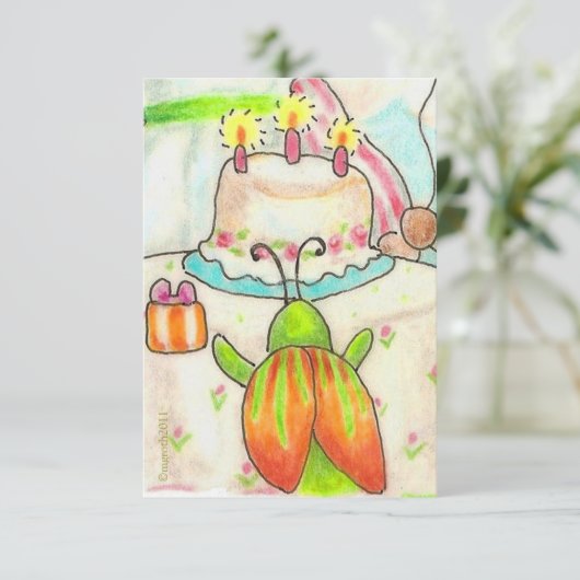 Einladung zum Geburtstagskäfer (Stehend Vorderseite)