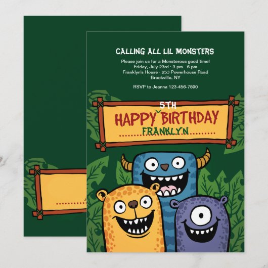 Einladung zum Geburtstagsmonster (Vorne/Hinten)