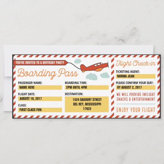 Einladung zum Geburtstagsparty-Boarding (Vorderseite)