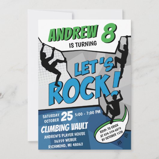 Einladung zum Geburtstagsparty "Personal Rock Clim (Vorderseite)