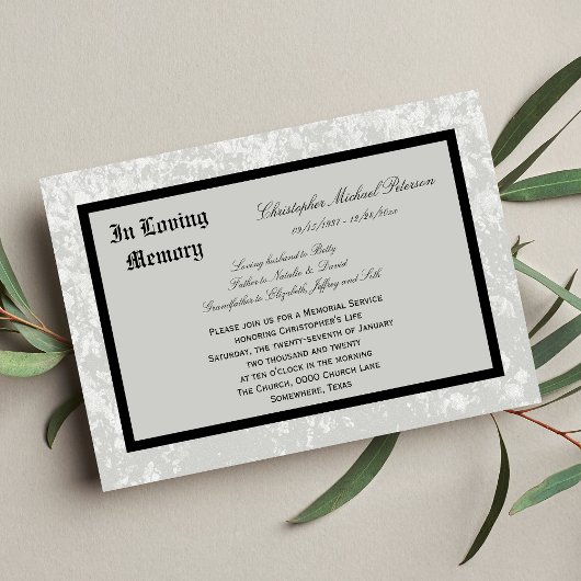 Einladung zum Gedächtnisdienst — klassisches Desig