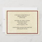 Einladung zum Gedächtnisdienst, rote Kanus (Rückseite)