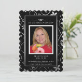 Einladung zum Gedenkservice - Schwarz-Weiß-Blumen (Stehend Vorderseite)