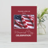 Einladung zum Gedenktag, Flag auf Rot, Weiß, (Stehend Vorderseite)