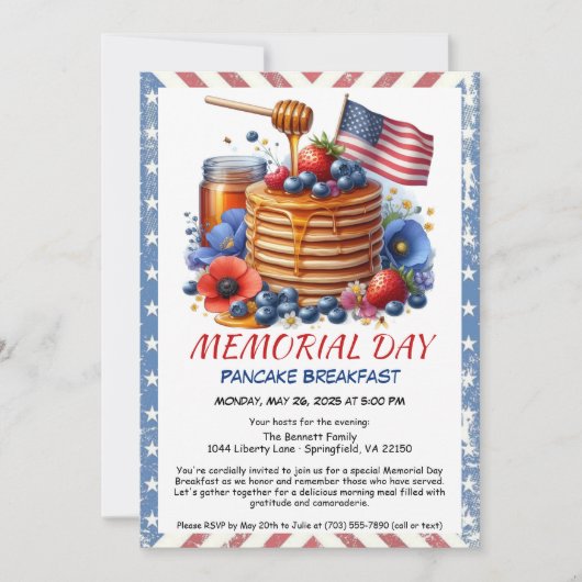 Einladung zum Gedenktag Pancake Breakfast (Vorderseite)