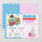 Einladung zum gemeinsamen Geburtstag von Superheld (Vorne/Hinten)