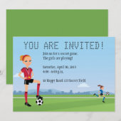 Einladung zum Girl Soccer Player (Vorne/Hinten)