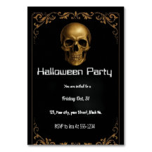 Einladung zum Gold Skull Halloween-Party - Elegant