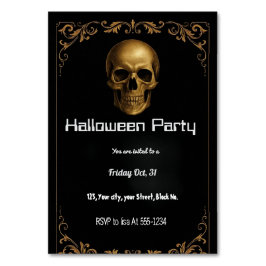 Einladung zum Gold Skull Halloween-Party - Elegant Tischnummer