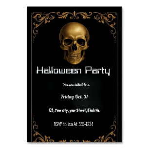 Einladung zum Gold Skull Halloween-Party - Elegant Tischnummer