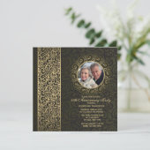 Einladung zum Golden Frame Foto zum Jubiläum (Stehend Vorderseite)