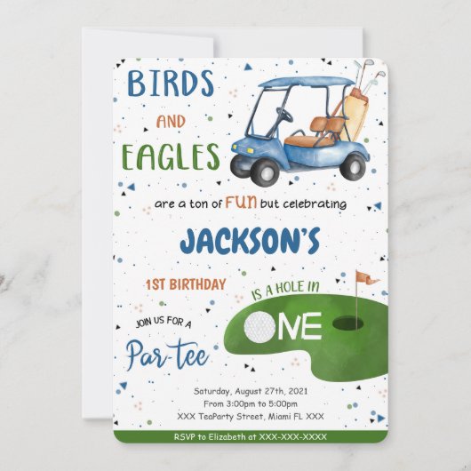 Einladung zum Golf Birthday (Vorderseite)