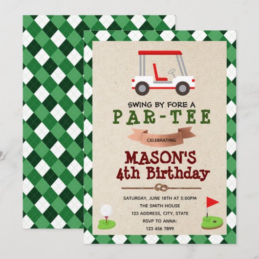 Einladung zum Golf Birthday (Vorne/Hinten)