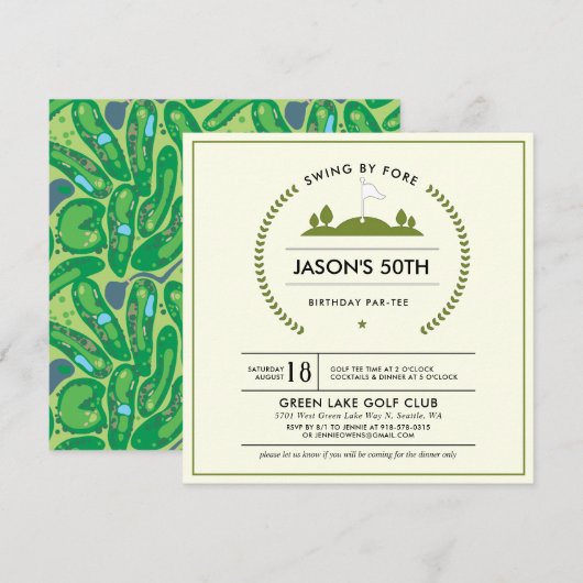 Einladung zum Golf Birthday Party (Vorne/Hinten)
