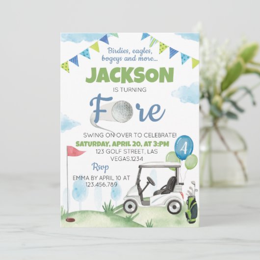 Einladung zum Golf Birthday Party (Stehend Vorderseite)