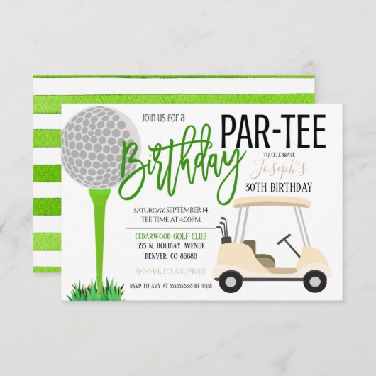 Einladung zum Golf Birthday Party (Vorne/Hinten)