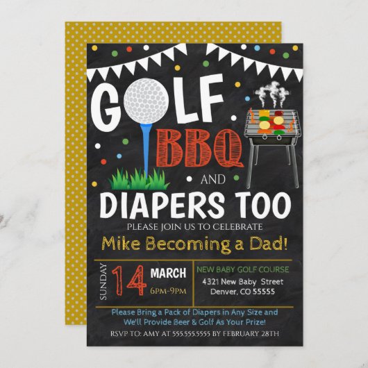 Einladung zum Golf und GRILLEN Baby Dusche (Vorne/Hinten)