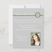 Einladung zum grauen und grünen Monogramm-Foto (Rückseite)