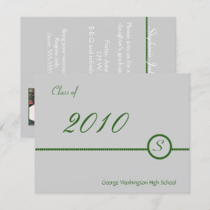 Einladung zum grauen und grünen Monogramm-Foto