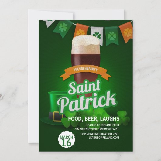Einladung zum Grünen Party St. Patrick's Day (Vorderseite)