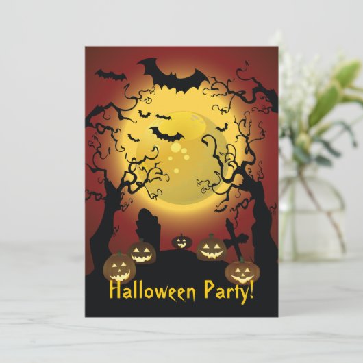 Einladung zum Halloween-Party beängstigende Bäume (Stehend Vorderseite)