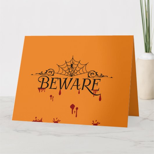 Einladung zum Halloween-Party "BEWARE" (Vorderseite)
