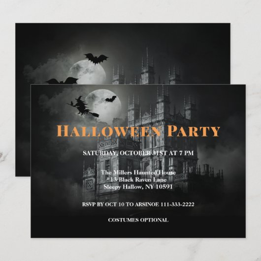 Einladung zum Halloween-Party Bleak Mansion (Vorne/Hinten)
