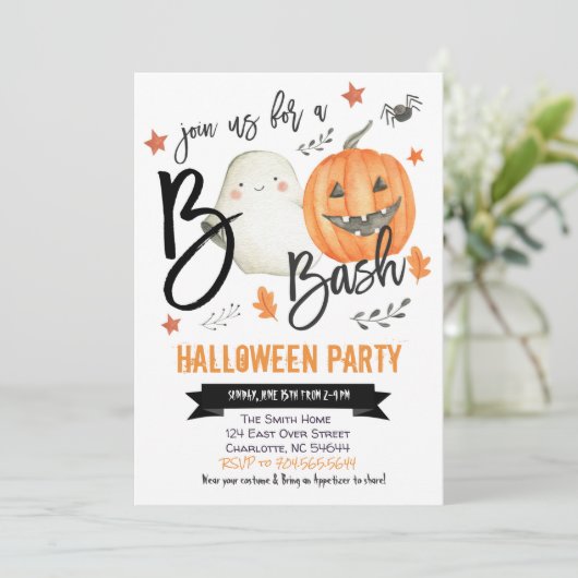Einladung zum Halloween-Party, Boo Bash Einladung (Stehend Vorderseite)