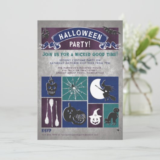 Einladung zum Halloween-Party "Gute Zeit" (Stehend Vorderseite)