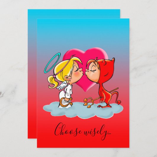 Einladung zum Halloween-Party "Himmel und Hölle" (Vorne/Hinten)