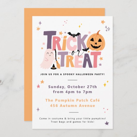 Einladung zum Halloween-Party oder zur Behandlung (Vorne/Hinten)