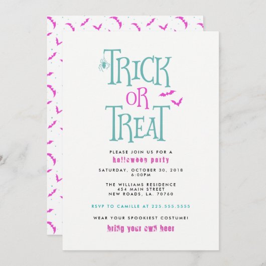 Einladung zum Halloween-Party oder zur Behandlung (Vorne/Hinten)