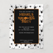 Einladung zum Halloween-Party Schwarz-weißer Spinn Postkarte (Vorderseite)