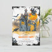 Einladung zum Halloween-Party Spuk Haus (Stehend Vorderseite)
