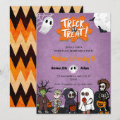 Einladung zum Halloween-Party von Kindern (Vorne/Hinten)