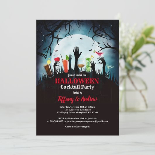 Einladung zum Halloween-Party. Zombie Cocktail Par (Stehend Vorderseite)