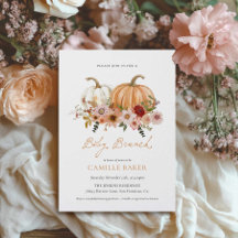 Einladung zum Herbst-Baby-Shower-Brunch mit Kürbis