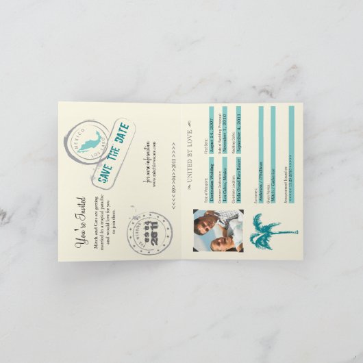 Einladung zum Hochzeitausweis nach Mexiko (Innenseite)