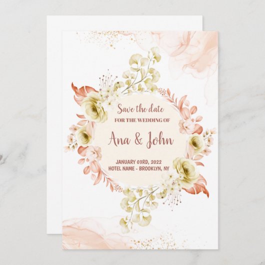 Einladung zum Hochzeitsdesign (Vorne/Hinten)