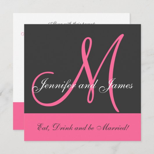 Einladung zum Hochzeitsempfang Monogramm Sprichwor (Vorne/Hinten)