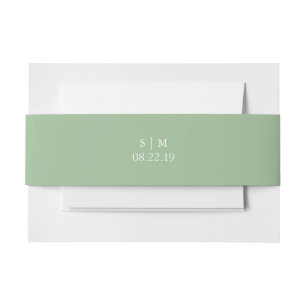 Einladung zum Hochzeitsessen Bands Monogram Green Einladungsbanderole