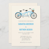 Einladung zum Hochzeitsfahrrad Tandem - Blau (Vorne/Hinten)