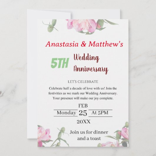 Einladung zum Hochzeitsfeier (Vorderseite)