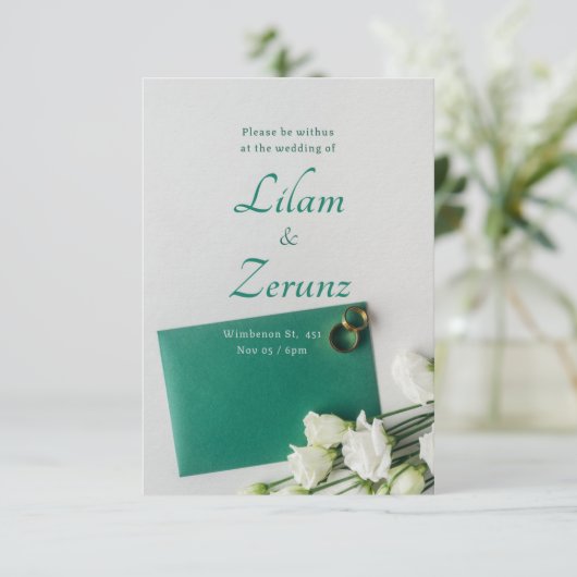 Einladung zum Hochzeitsfeiern (Stehend Vorderseite)