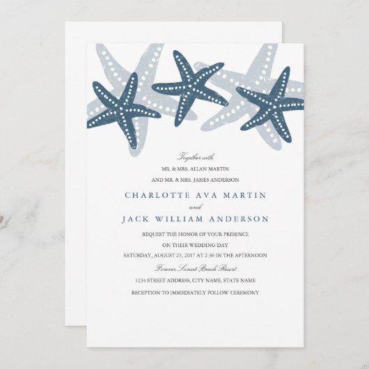 Einladung zum Hochzeitsfeiern am Blue Starfish Bea (Vorne/Hinten)