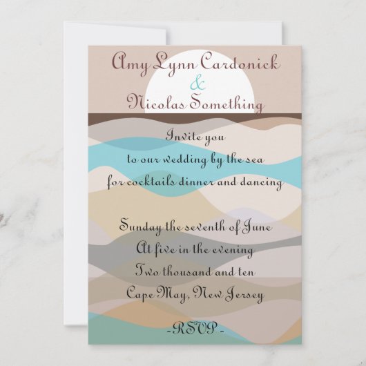 Einladung zum Hochzeitsfeiern am Ocean Beach (Vorderseite)