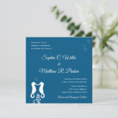 Einladung zum Hochzeitsfeiern am Seepferd | Navy B (Stehend Vorderseite)