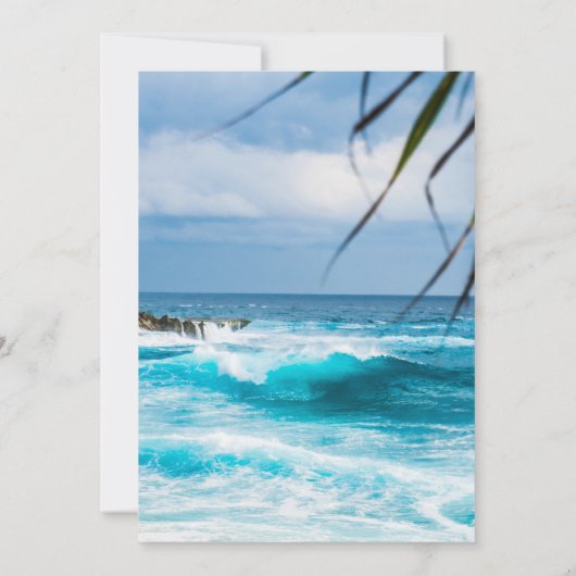 Einladung zum Hochzeitsfeiern am Strand (Rückseite)